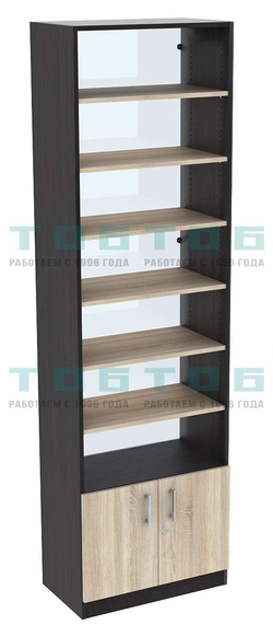 Стеллаж из ДСП с 6-ю полками 350x600 мм серии LEVEL-6 №6-1 (З/C - СТЕКЛО), Черный