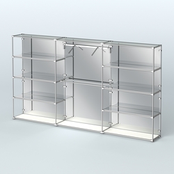 Торговая система ХРОМ (задняя стенка - зеркало) 3600 мм с зеркальными полками и поручнями №9, Белый