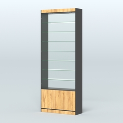 Высокая витрина серии Эконом №304-900 (без дверей), Черный и Дуб Золотистый U1148