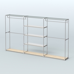 Торговая система ХРОМ без ДСП 3600 мм с зеркальными полками и поручнями №2, Дуб Сонома