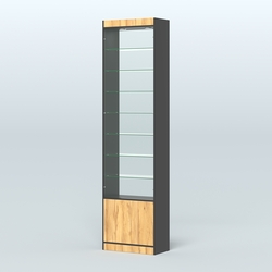 Высокая витрина серии Эконом №304-600 (без дверей), Черный и Дуб Золотистый U1148