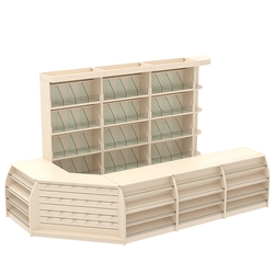 Комплект кассовой зоны со стеллажами под конфеты и орехи большой №3, Крем Вайс