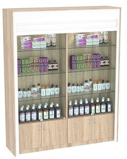 Торговая витрина двухсекционная с рольставнями ЭКДВ-300-1, Дуб сонома