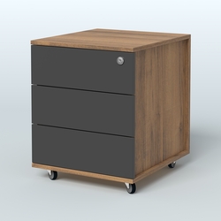 Тумба мобильная Киви, цвет белый, Орех + Черный