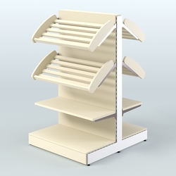 Низкий островной широкий стеллаж для хлеба и выпечки СХОН-02, Крем Вайс