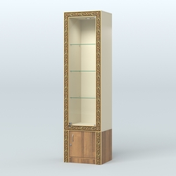 Витрина из ДСП с декором №ВБА-2, Крем Вайс + Орех