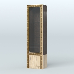 Витрина с декором и пятью прозрачными полками №ВБА-502, Дуб Венге + Дуб Сонома