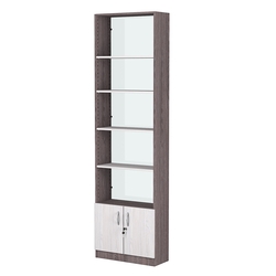 Стеллаж из ДСП с 4-мя полками 250x600 мм серии LEVEL-4 №4-1 (З/C - СТЕКЛО), Ясень Анкор темный + Ясень Анкор светлый