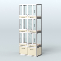 Витрина средняя для продажи птиц в зоомагазин серии ЖАКО-03, Крем Вайс