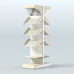 Стеллаж для хлеба островной узкий с зеркальным фризом СХОВФ-04, Крем Вайс + Белый