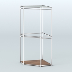 Угловой стеллаж Хром №5 с поручнями, Орех