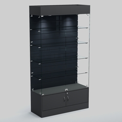 Витрина СЕТЬ №1-П с экономпанелью и полками, Антрацит