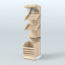 Стеллаж для хлеба и выпечки с нижней корзиной - накопителем и зеркальным фризом Феникс №14КФ, Дуб сонома