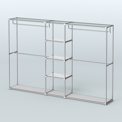 Торговая система ХРОМ без ДСП 3030 мм с зеркальными полками и поручнями №4, Серый