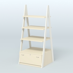 Торговая двусторонняя стойка ЛОФТ №4-950 с двумя тумбами Т-16, Белый + Крем Вайс