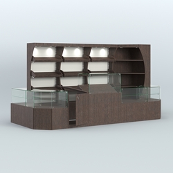 Угловой павильон со стеклянными прилавками для продажи хлеба и выпечки №3, Дуб Венге + Белый