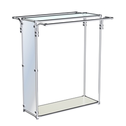 Хромированный стенд зеркальный ZTD-38 №1-1 с полкой стекло 6 мм (прозрачное), Белый