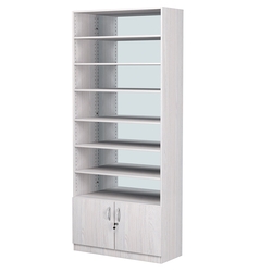 Стеллаж из ДСП с 6-ю полками 350x900 мм серии LEVEL-6 №13-2 (З/C - ЗЕРКАЛО), Ясень Анкор светлый