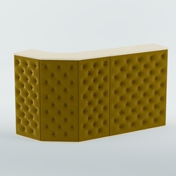 Ресепшен Г-образный БАРХАТ СЕРЫЙ ПЕРЛАМУТР №1 (карета золото), Крем Вайс + 09 Olive