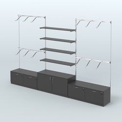 Система Neo Fix №3 с полками из ДСП, поручнями и тумбами T-15 и Т-22, Черный