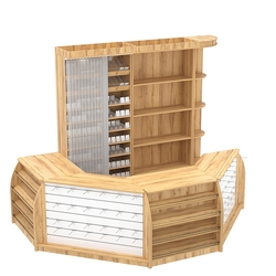 Комплект кассовой зоны со скошенным фасадом и стеллажом под сигареты средний №2-1, Дуб Золотистый