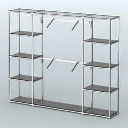 Торговая система ХРОМ без ДСП 2430 мм с полками ДСП и поручнями №7, Черный