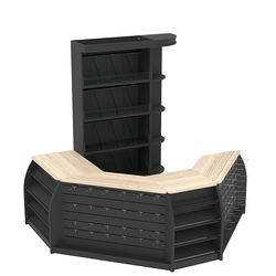 Комплект кассовой зоны со скосами и стеллажами под конфеты и орехи малый №1-1, Черный + Дуб Сонома