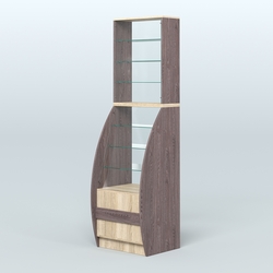 Витрина БРИЗ №1-600, Ясень Анкор темный и Дуб Сонома