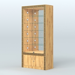Витрина центральная с декором №ВБА-503С, Дуб Золотистый