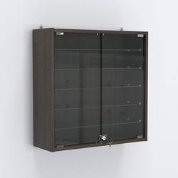 Витрина настенная №201-5А с пятью прозрачными полками, Дуб Венге