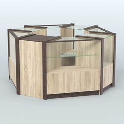 Торговый островок в стиле ЛОФТ с одним рядом прозрачных полок №2 (4,72 кв.м), Дуб Сонома + Дуб Венге