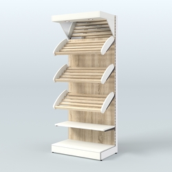 Стеллаж для хлеба и выпечки с полками - корзинами и фризом Феникс №3Ф, Белый + Дуб Сонома