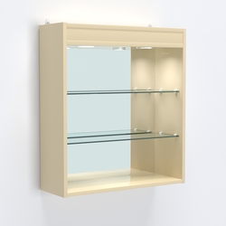 Витрина настенная №201-4Г открытая зеркальная с подсветкой, Крем Вайс