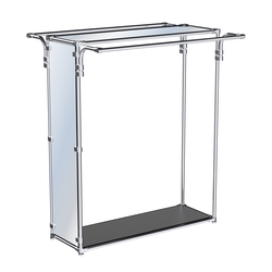 Хромированный высокий стенд-вешало, торец-зеркало ZTD-11 №1-4 с полкой Зеркало 4 мм, Черный