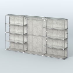 Торговая система ХРОМ (задняя стенка - ДСП) 3600 мм с зеркальными полками и поручнями №1, Метрополитан Грей