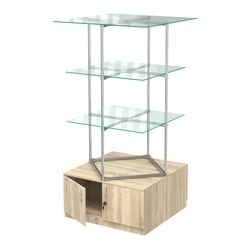 Торговые стенды Экспозиция с полками и тумбами №1 (с двумя стеклянными полками 6мм), Дуб Сонома