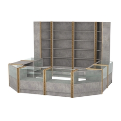 Торговый островок с выкатным прилавком и молдингами №4 (5,38 кв.м), Бетон Чикаго светло-серый F186 ST9