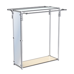 Хромированный стенд-вешало с усиленными поручнями и зеркальным торцом ZTD-11 №1-1 и полкой стекло 6 мм, Крем Вайс