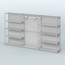 Торговая система ХРОМ (задняя стенка - ДСП) 3600 мм с полками ДСП и поручнями №9, Серый