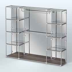 Торговая система ХРОМ (задняя стенка - зеркало) 3600 мм с зеркальными полками и поручнями №3, Дуб Венге