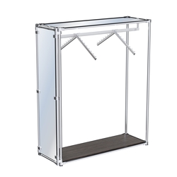 Хромированный стенд- в центр зала, торец-зеркало ZTD-12 №1-4 с полкой Зеркало 4 мм, Дуб Венге