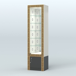 Витрина с декором и стеклянными полками №ВБА-504С, Белый и Черный