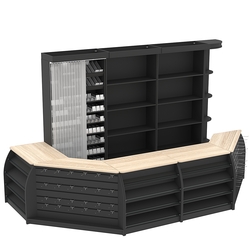 Комплект кассовой зоны со скошенным фасадом и стеллажом под сигареты большой №3-1, Черный + Дуб Сонома