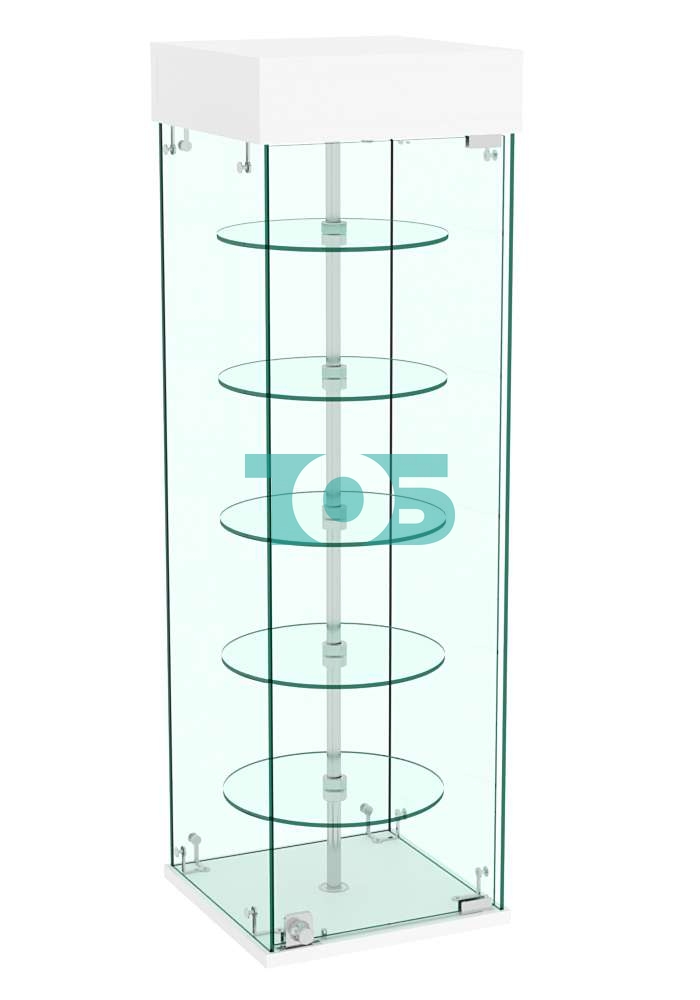 Витрина РОТАЦИЯ настольная с вращающимися полками №23-5 (прозрачная) Белый