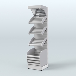 Стеллаж для хлеба и выпечки с нижней корзиной и фризом Феникс №4КФ, Серый