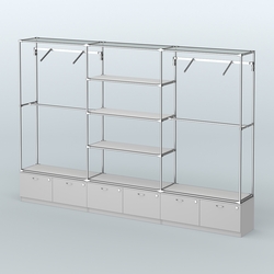 Торговая система ХРОМ без ДСП 3600 мм с тумбами Т15, полками ДСП и поручнями №6, Серый