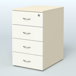 Тумба приставная для компактных столов 4 ящика с замком Тарли, Крем Вайс + Белый