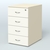 Тумба приставная для компактных столов 4 ящика с замком Тарли Крем Вайс + Белый
