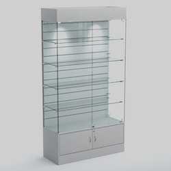 Витрина СЕТЬ №1-П с экономпанелью и полками, Серый