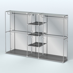 Торговая система ХРОМ (задняя стенка - зеркало) 3030 мм с тонированными полками и поручнями №4, Черный